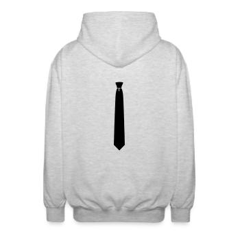 Krawatte - Unisex Kapuzenjacke - Hellgrau meliert - Hinten - AI Model Male 185 light (185cm)