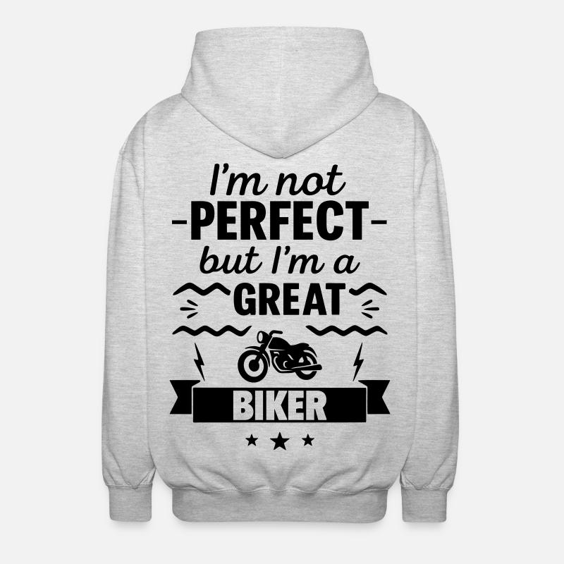Not perfect but a great biker - Unisex Hooded Jacket - light heather grey