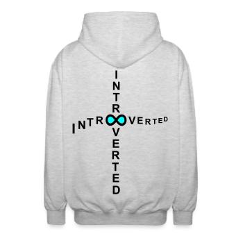 introvert - Unisex Hooded Jacket - light heather grey - Back - AI Model Male 185 light (185cm)