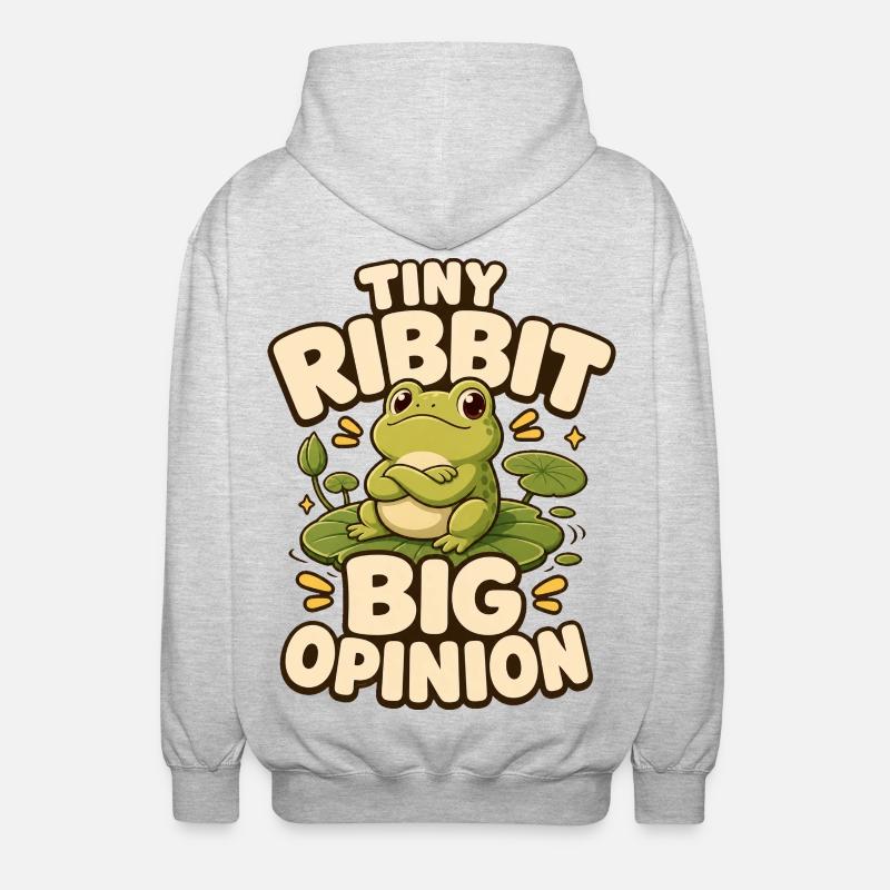 Tiny Ribbit Big Opinion Frog - Unisex Hooded Jacket - light heather grey
