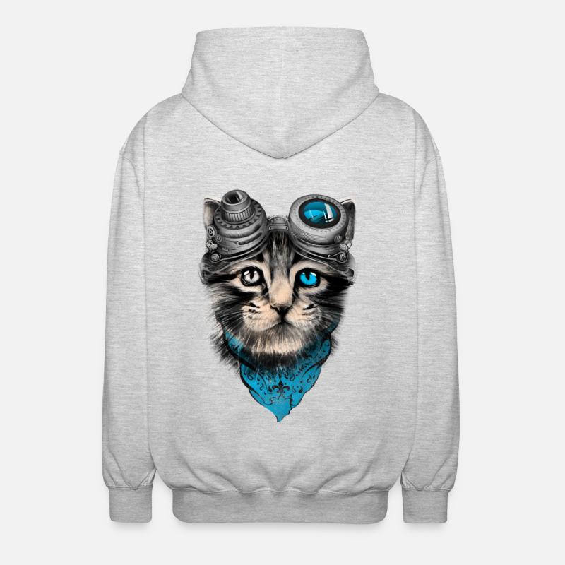 steampunk chat - Veste à capuche unisexe - gris clair chiné