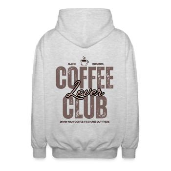 Coffee Lover Club - Unisex Kapuzenjacke - Hellgrau meliert - Hinten - AI Model Male 185 light (185cm)