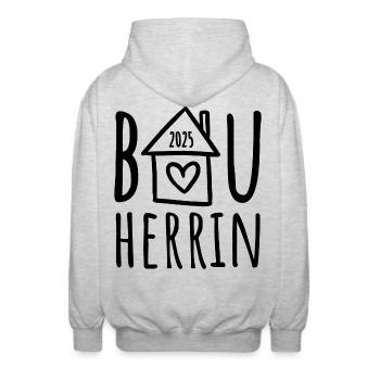 Bauherrin 2025 - Unisex Kapuzenjacke - Hellgrau meliert - Hinten - AI Model Male 185 light (185cm)