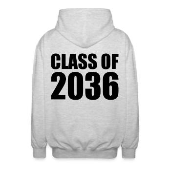 Class of 2036 - Unisex Hooded Jacket - light heather grey - Back - AI Model Male 185 light (185cm)