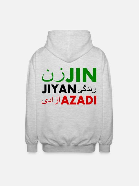 Jin jiyan azadi زن زندگی آزادی - Unisex Hooded Jacket - light heather grey