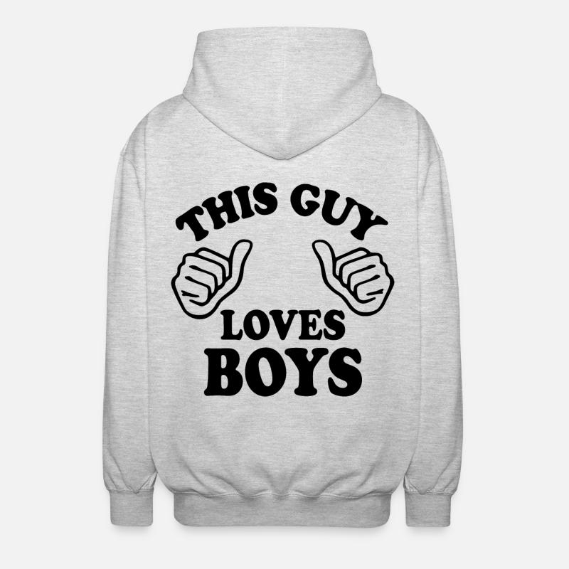 This guy loves boys - Unisex Kapuzenjacke - Hellgrau meliert