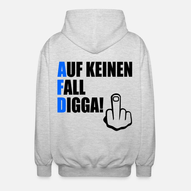 auf keinen fall digga - Unisex Kapuzenjacke - Hellgrau meliert