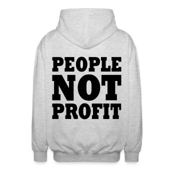 People not profit - Veste à capuche unisexe - gris clair chiné - Dos - AI Model Male 185 light (185cm)