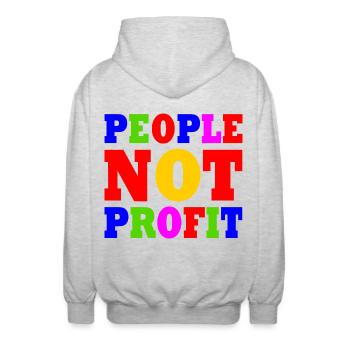 People not profit - Veste à capuche unisexe - gris clair chiné - Dos - AI Model Male 185 light (185cm)