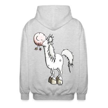 Verträumtes Pferd - Pferde - Unisex Kapuzenjacke - Hellgrau meliert - Hinten - AI Model Male 185 light (185cm)