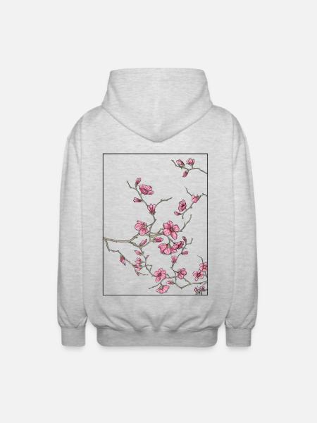 Design floreale dei fiori di ciliegio - Felpa unisex con cappuccio - grigio chiaro melange