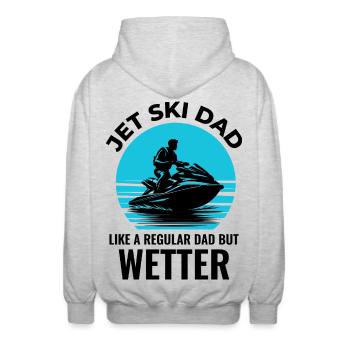 Jetski-Papa wie ein normaler Papa, nur feuchter - Unisex Kapuzenjacke - Hellgrau meliert - Hinten - AI Model Male 185 light (185cm)
