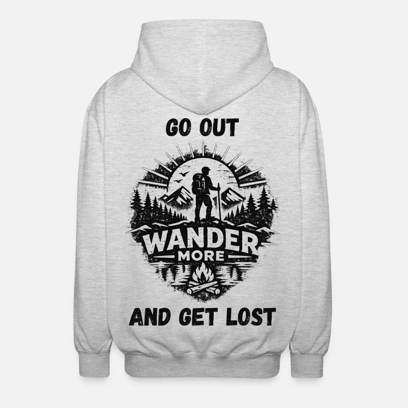 Wander More Backprint - Unisex Kapuzenjacke - Hellgrau meliert