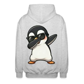 Dabbing Pinguin - Unisex Kapuzenjacke - Hellgrau meliert - Hinten - AI Model Male 185 light (185cm)