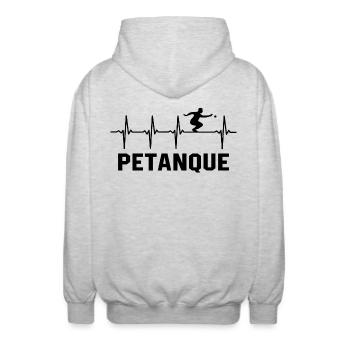 Petanque Boule Herzschlag Boccia Spieler - Unisex Kapuzenjacke - Hellgrau meliert - Hinten - AI Model Male 185 light (185cm)