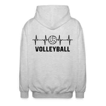 Volley-ball - Veste à capuche unisexe - gris clair chiné - Dos - AI Model Male 185 light (185cm)