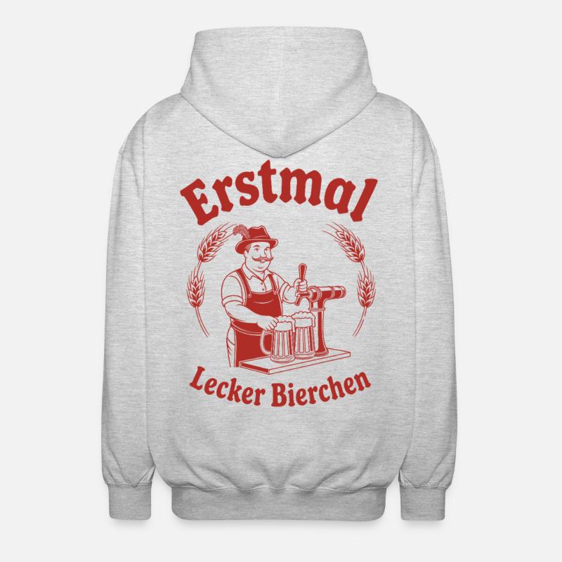 Erstmal lecker Bierchen - Unisex Kapuzenjacke - Hellgrau meliert