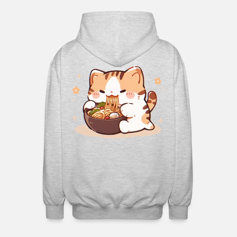 Cat Eating Spaghetti Meme - Unisex Hooded Jacket - light heather grey