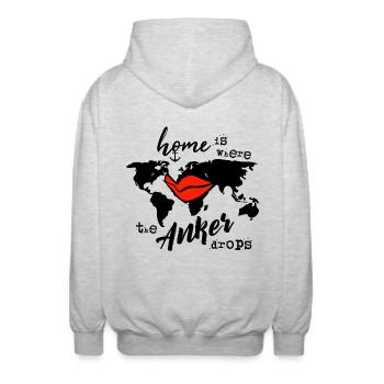 home is where the anker drops - Unisex Kapuzenjacke - Hellgrau meliert - Hinten - AI Model Male 185 light (185cm)