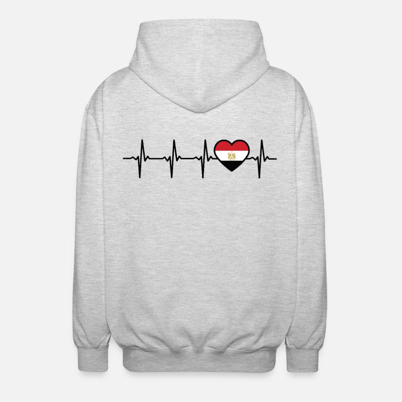 Égypte Heartbeat Drapeau Egyptiens - Veste à capuche unisexe - gris clair chiné