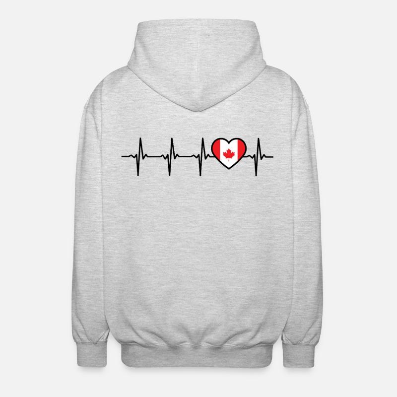 Canada Heartbeat Drapeau Canadien - Veste à capuche unisexe - gris clair chiné
