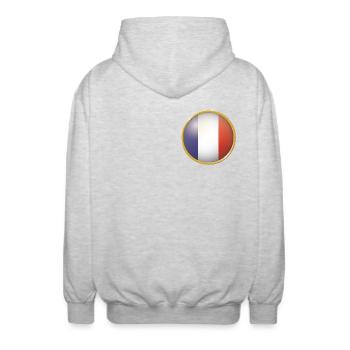 Frankreich Emblem - Unisex Kapuzenjacke - Hellgrau meliert - Hinten - AI Model Male 185 light (185cm)