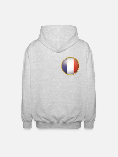 Frankreich Emblem - Unisex Kapuzenjacke - Hellgrau meliert