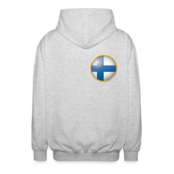 Finnland Emblem - Unisex Kapuzenjacke - Hellgrau meliert - Hinten - AI Model Male 185 light (185cm)
