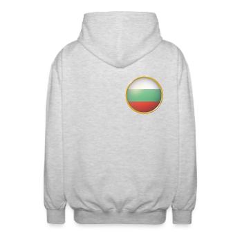 Bulgarien Emblem - Unisex Kapuzenjacke - Hellgrau meliert - Hinten - AI Model Male 185 light (185cm)