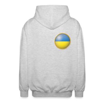 Ukraine Emblem - Unisex Kapuzenjacke - Hellgrau meliert - Hinten - AI Model Male 185 light (185cm)