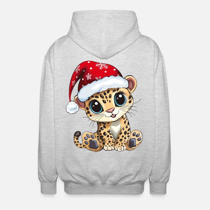 Léopard Noël Mignon Noël mignon - Veste à capuche unisexe - gris clair chiné