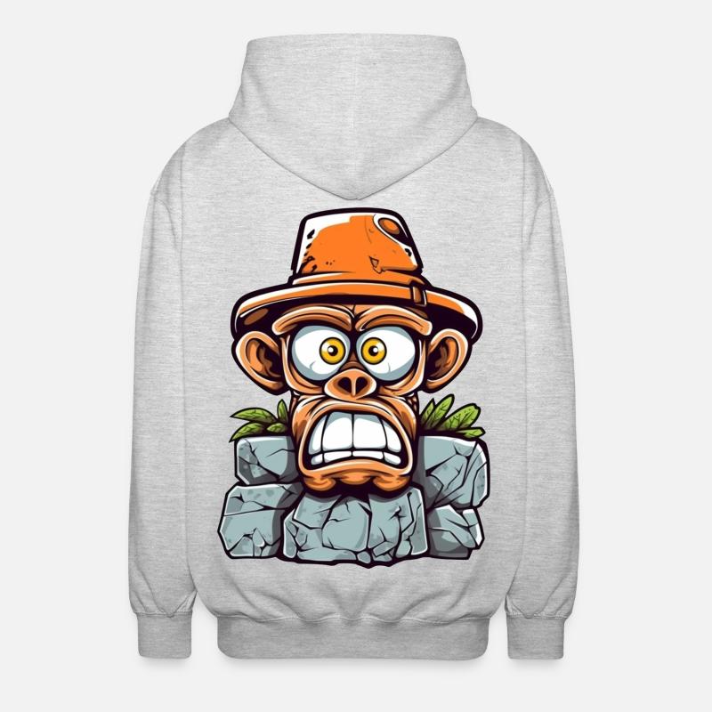 Adventurous monkey charm - Unisex Hooded Jacket - light heather grey
