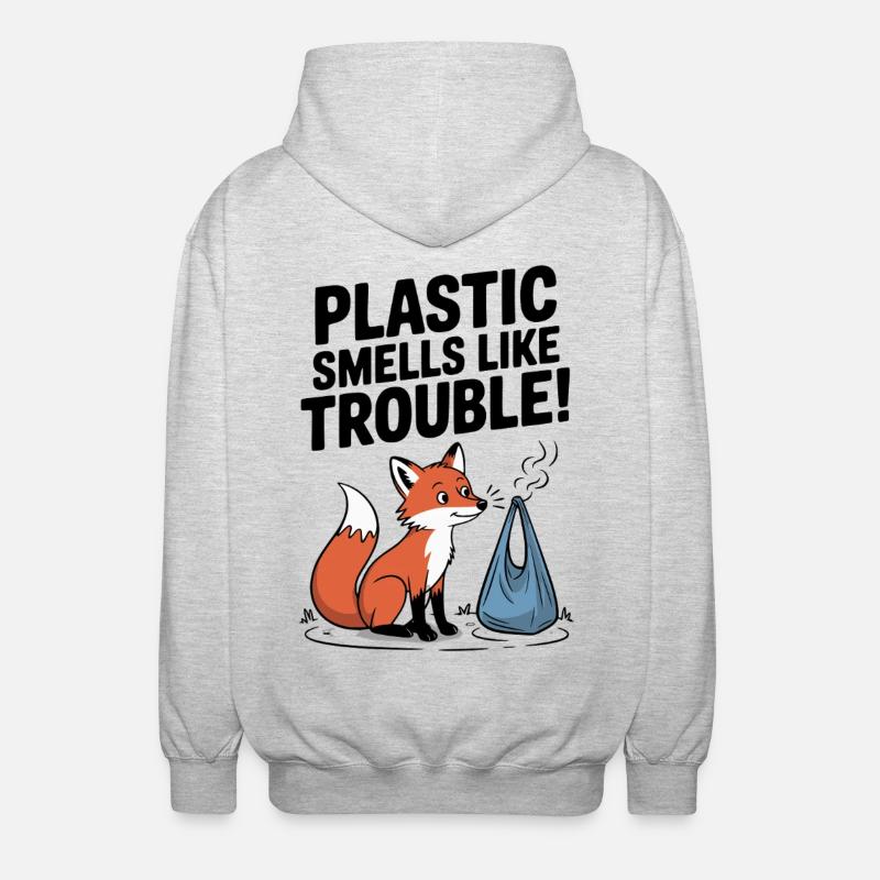 Plastic is a problem - Unisex Hooded Jacket - light heather grey