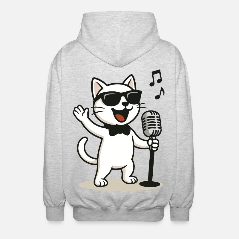 Rock'n'Roll Kitty - Unisex Kapuzenjacke - Hellgrau meliert