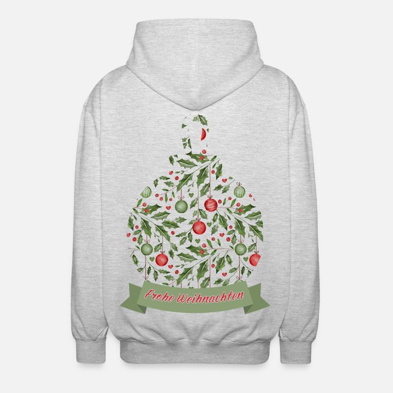 Weihnachtskugel mit Text Frohe Weihnachten - Unisex Kapuzenjacke - Hellgrau meliert