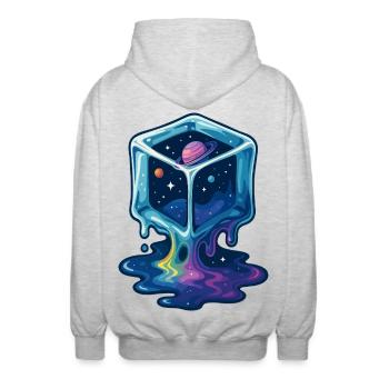 Kosmischer Schmelzwürfel - Unisex Kapuzenjacke - Hellgrau meliert - Hinten - AI Model Male 185 light (185cm)