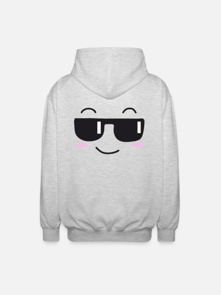 Sunglasses laugh face - Unisex Hooded Jacket - light heather grey