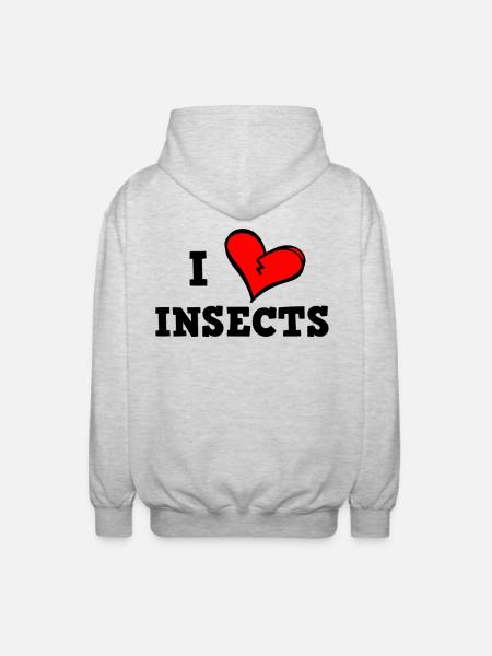 I love insects - Unisex Hooded Jacket - light heather grey