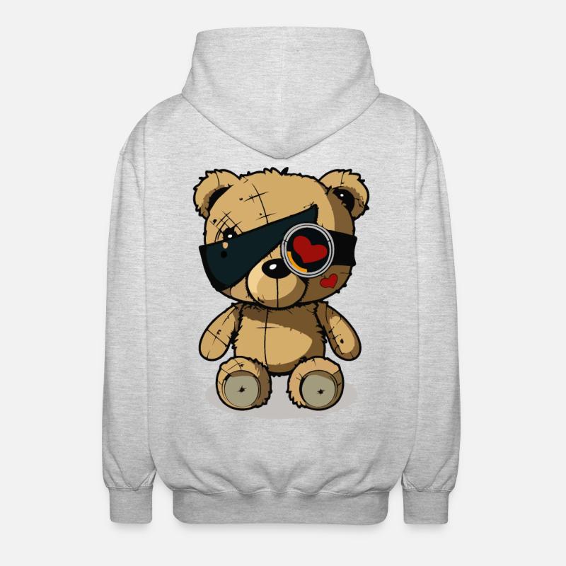 Cache-œil mignon ours - Veste à capuche unisexe - gris clair chiné