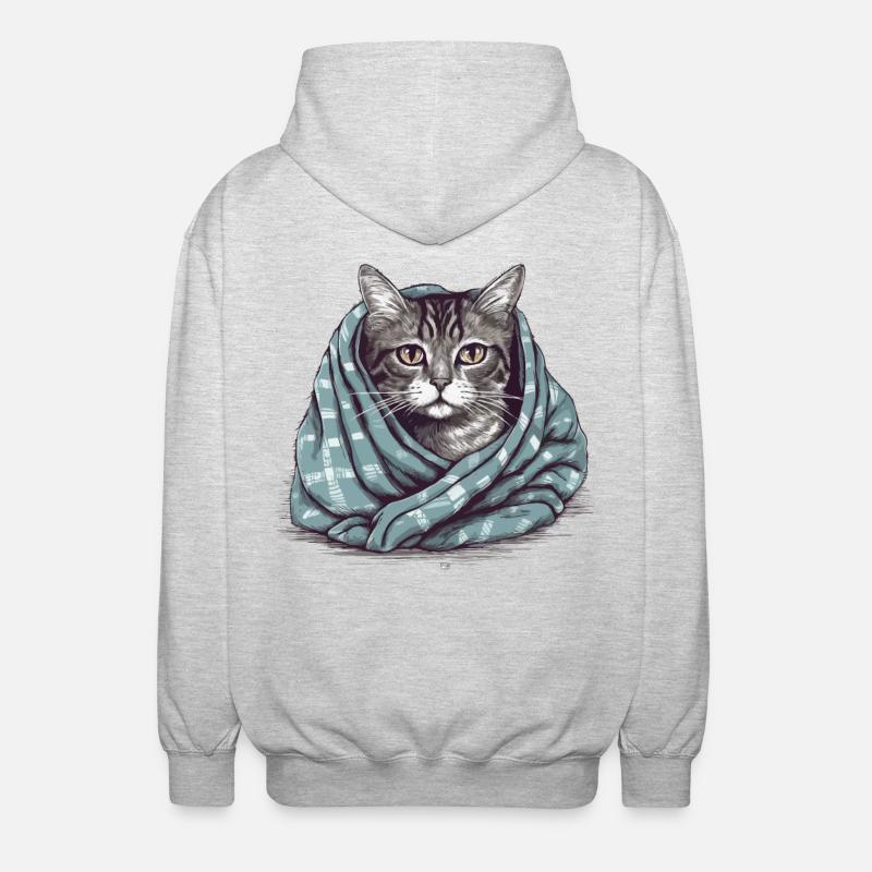 Chat dans une couverture - Veste à capuche unisexe - gris clair chiné