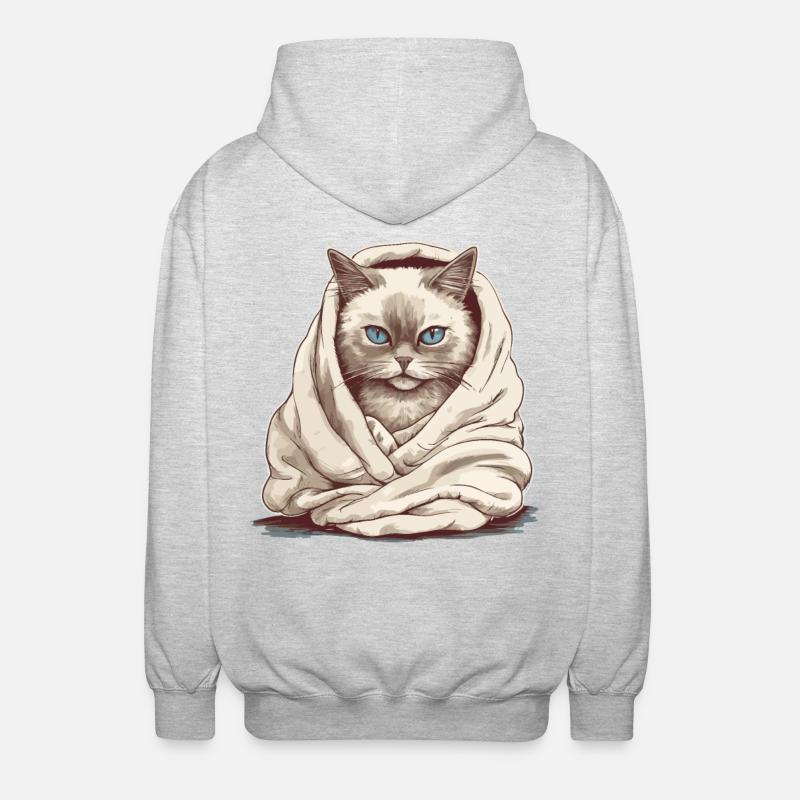Chat dans une couverture - Veste à capuche unisexe - gris clair chiné