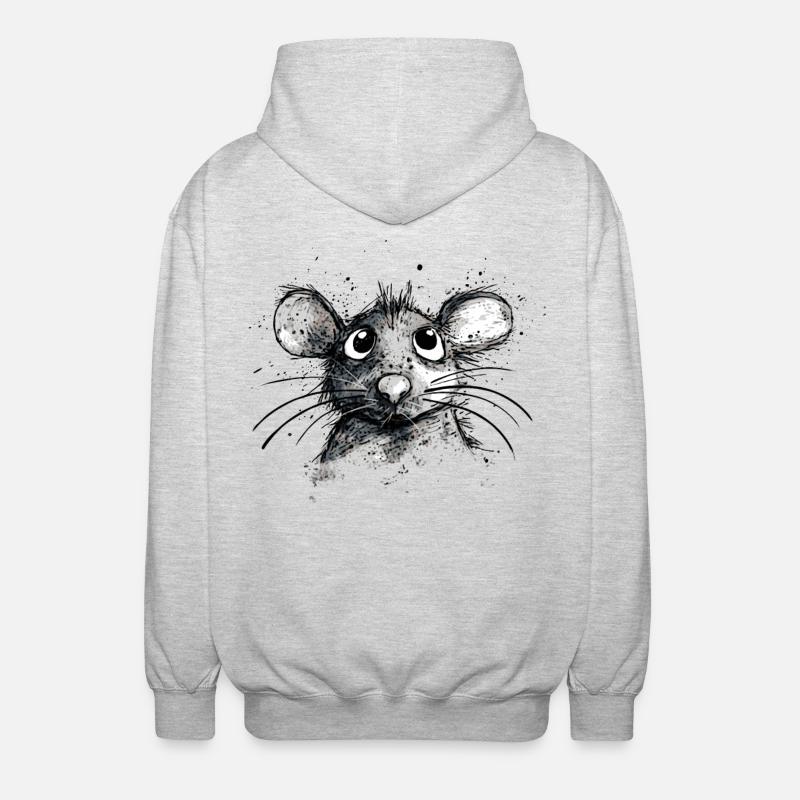Souris de dessin animé - Veste à capuche unisexe - gris clair chiné