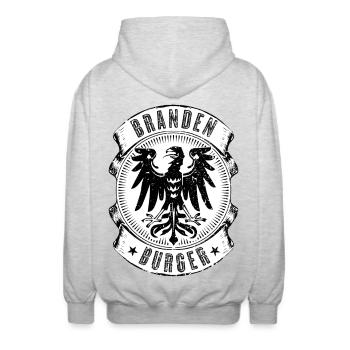 Brandenburg Brandenburger - Unisex Hooded Jacket - light heather grey - Back - AI Model Male 185 light (185cm)