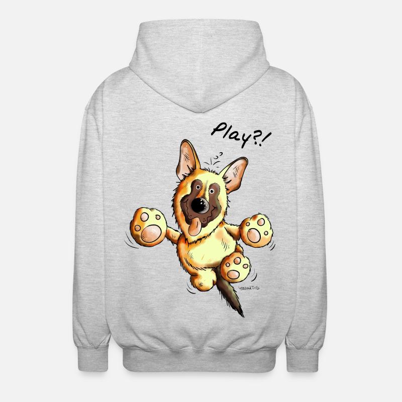 Schäferhund Play - Deutscher Schäferhund - Hund - Unisex Kapuzenjacke - Hellgrau meliert
