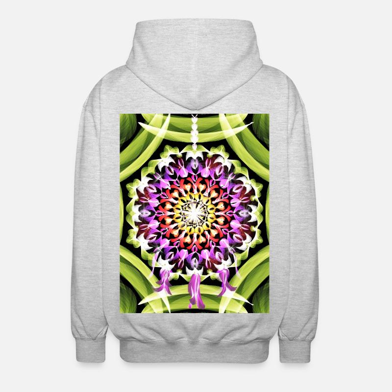 Traumfänger Blütenmandala - Unisex Kapuzenjacke - Hellgrau meliert