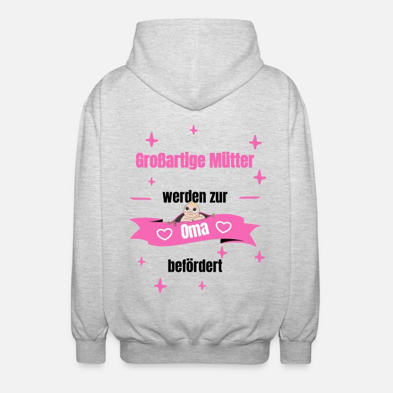 Oma - großartige Mutter - Unisex Kapuzenjacke - Hellgrau meliert