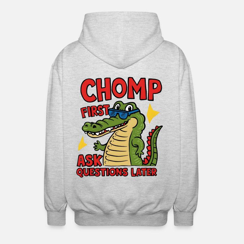 Chomp First, Ask Questions Later - Unisex Kapuzenjacke - Hellgrau meliert