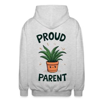 Proud Plant Parent - Unisex Kapuzenjacke - Hellgrau meliert - Hinten - AI Model Male 185 light (185cm)