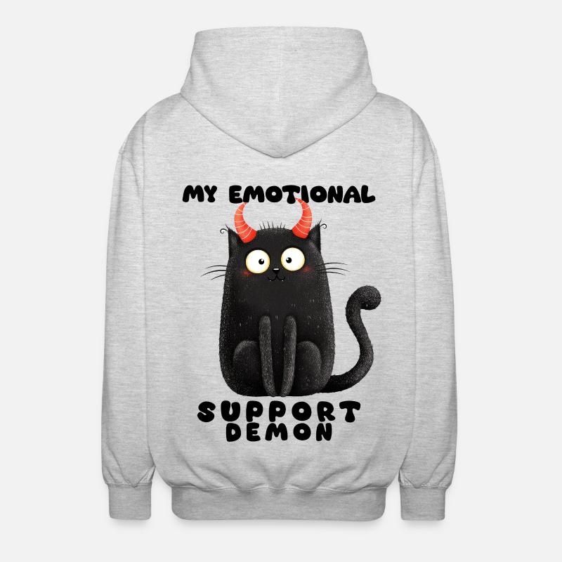 Emotionaler Support-Dämon – Lustige Katzen Edition - Unisex Kapuzenjacke - Hellgrau meliert