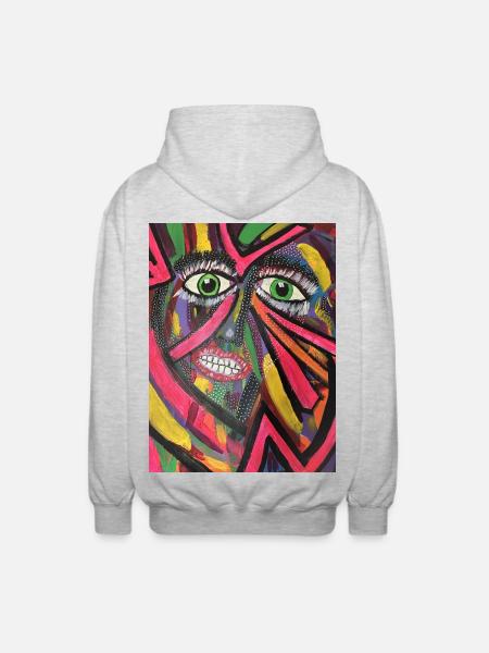 Luminous Portrait Mosaic - Unisex Hooded Jacket - light heather grey